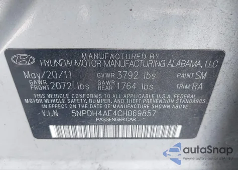 2012 Hyundai Elantra Gls из США, поврежденный, VIN 5NPDH4AE4CH069857